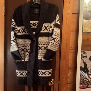 Sundance Black & Cream Nordic Knit Cardigan